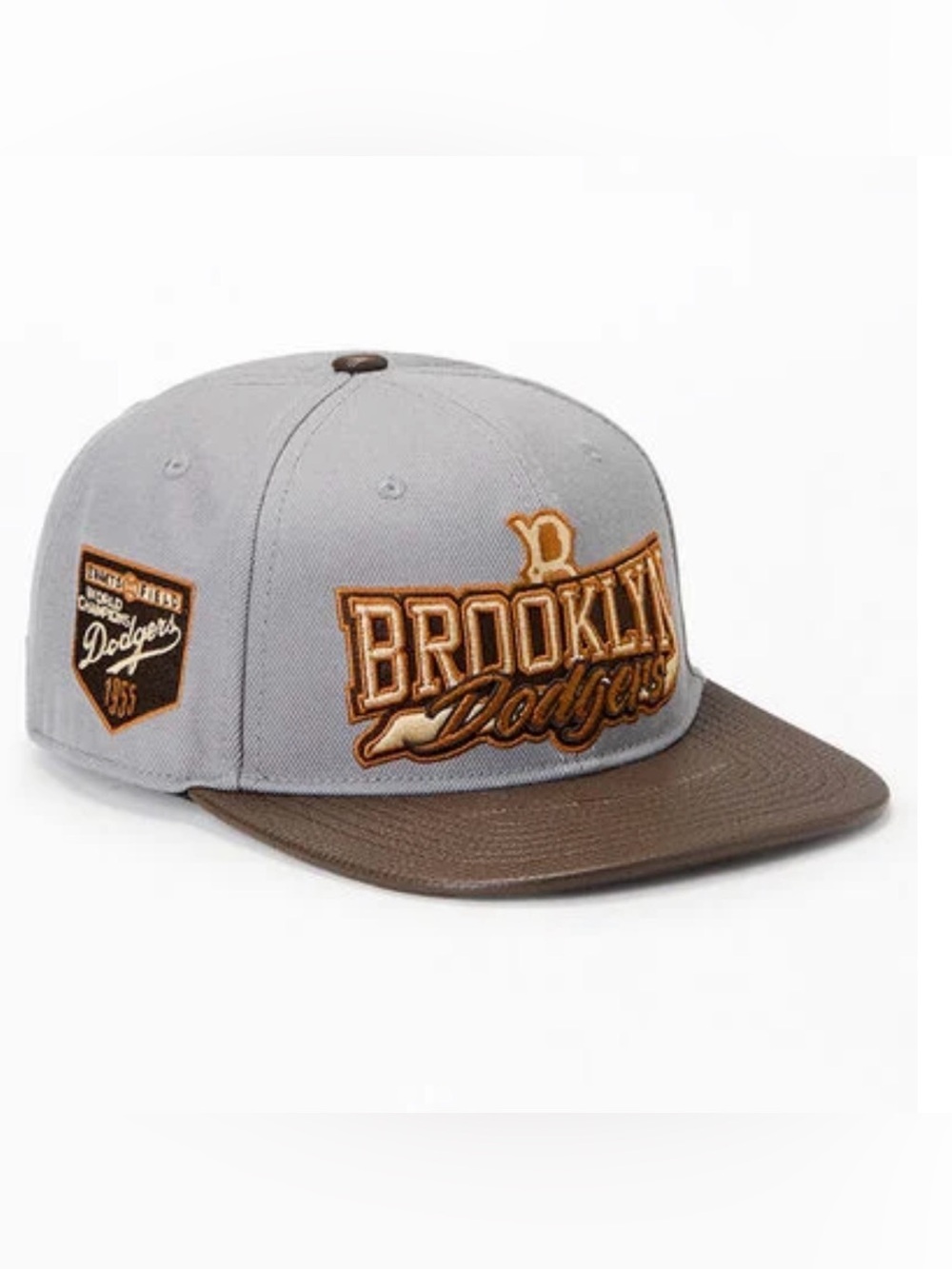 New Pro Standard Brooklyn Dodgers Faux Leather Brim Pro Pinch Low Strapback Hat